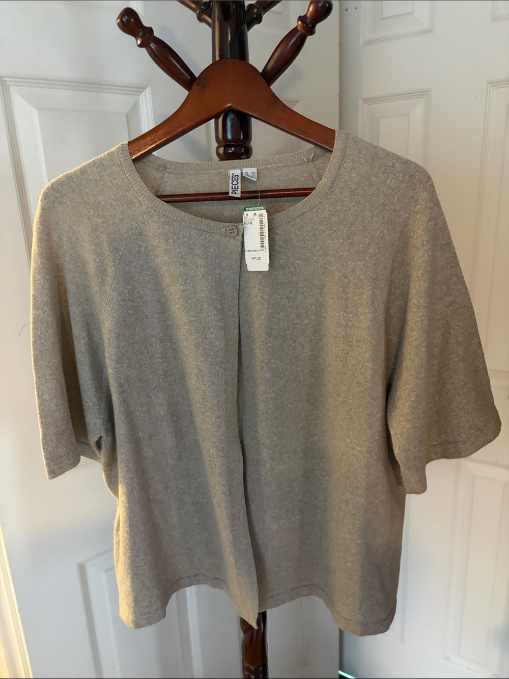 Short-Sleeve Crew Cardigan Top